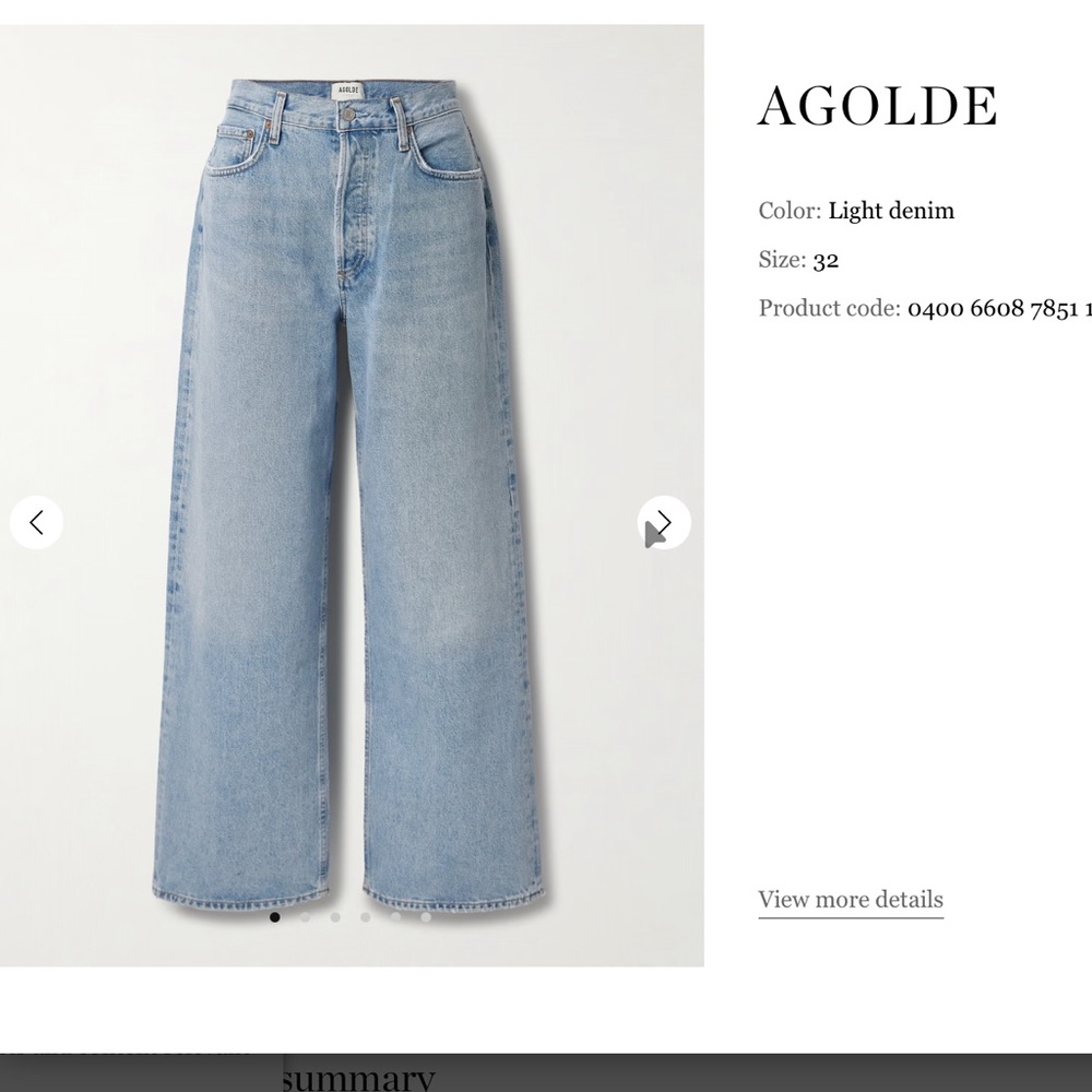Agolde Low Slung Baggy Jeans